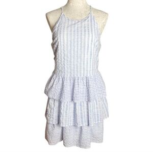 Skies Are Blue Gingham Ruffle Layered Peplum Dress